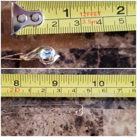 Genuine 10k Yellow Gold, with 1ct Aquamarine & Diamond 10k Gold Necklace - Picture 5 of 5